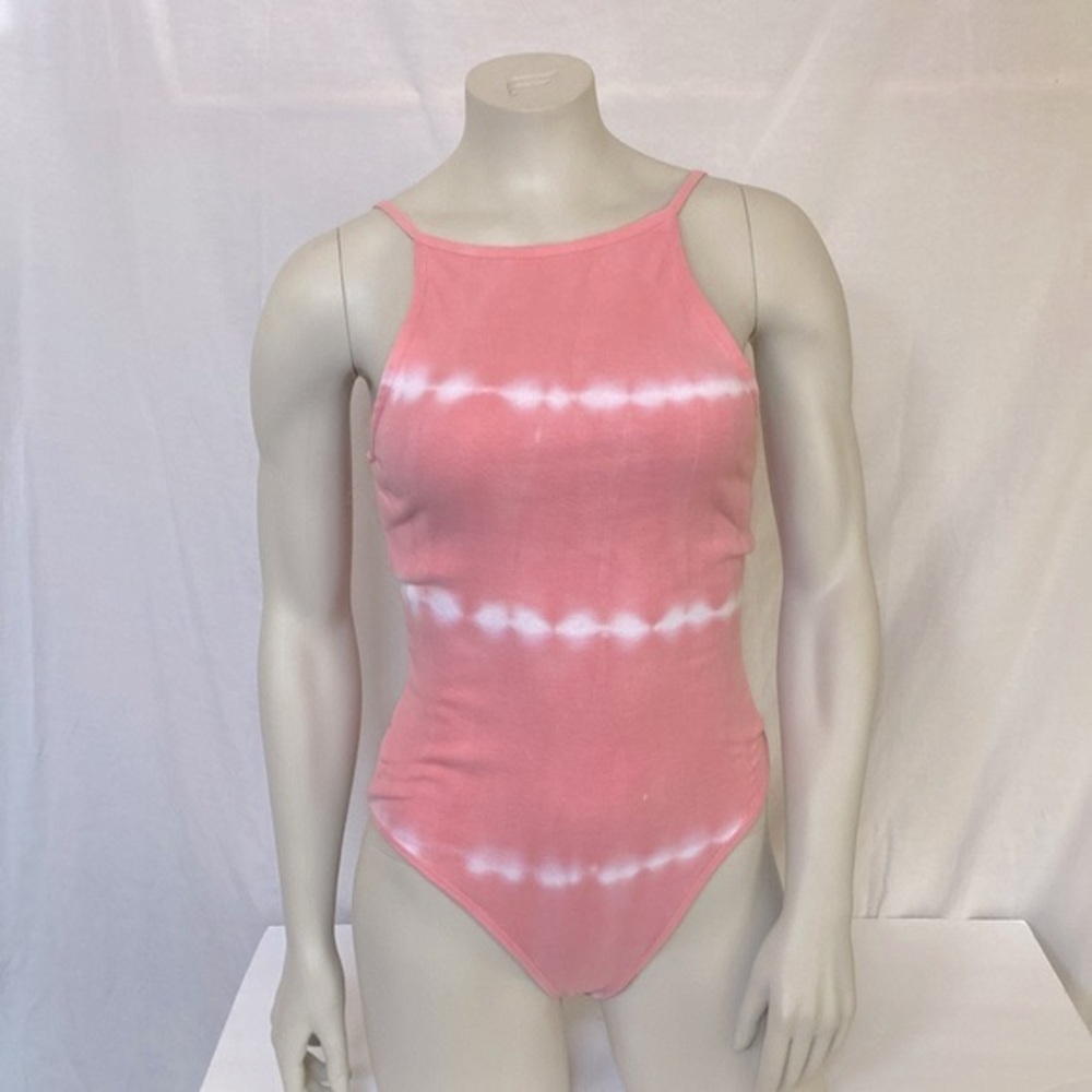 GB GIRLS High Neck Sleeveless Bodysuit Size Small Tie Dye Pink and White NWOT